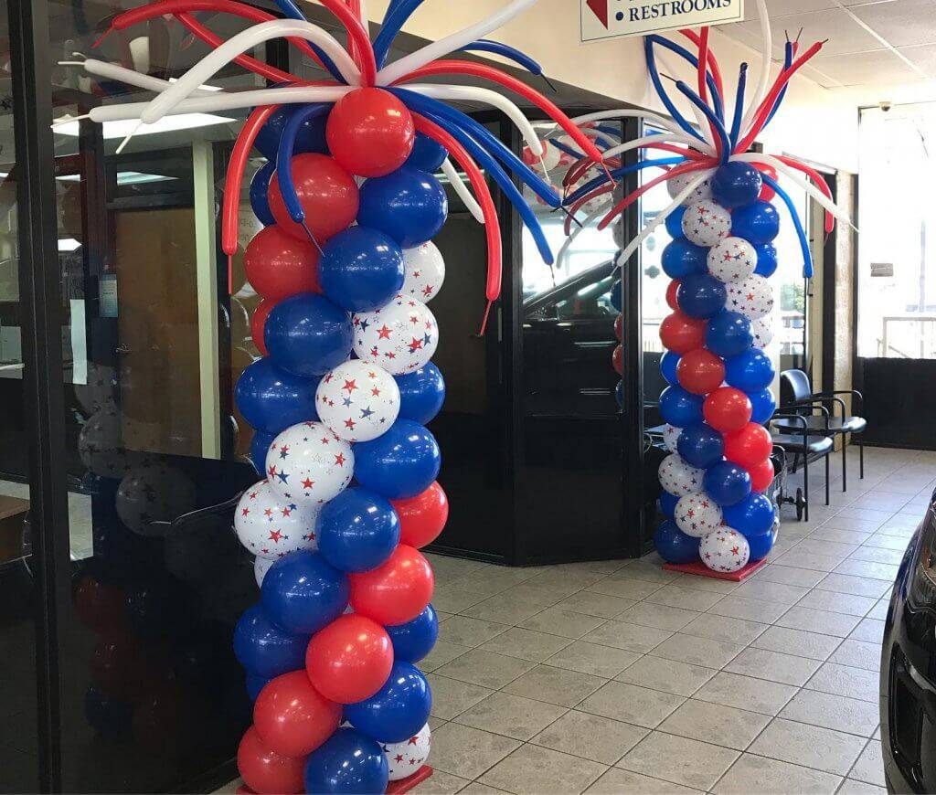 Grand opening for WhatABurger; balloon arch & columns; & ceiling decor  Grand  opening party, Grand opening, Shop inauguration decoration ideas